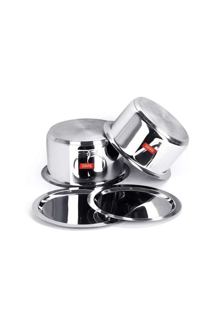Sumeet Stainless Steel Tope Cooking Pot Set | 4 L | 4.2 Qt | 2-Piece Set - Indya