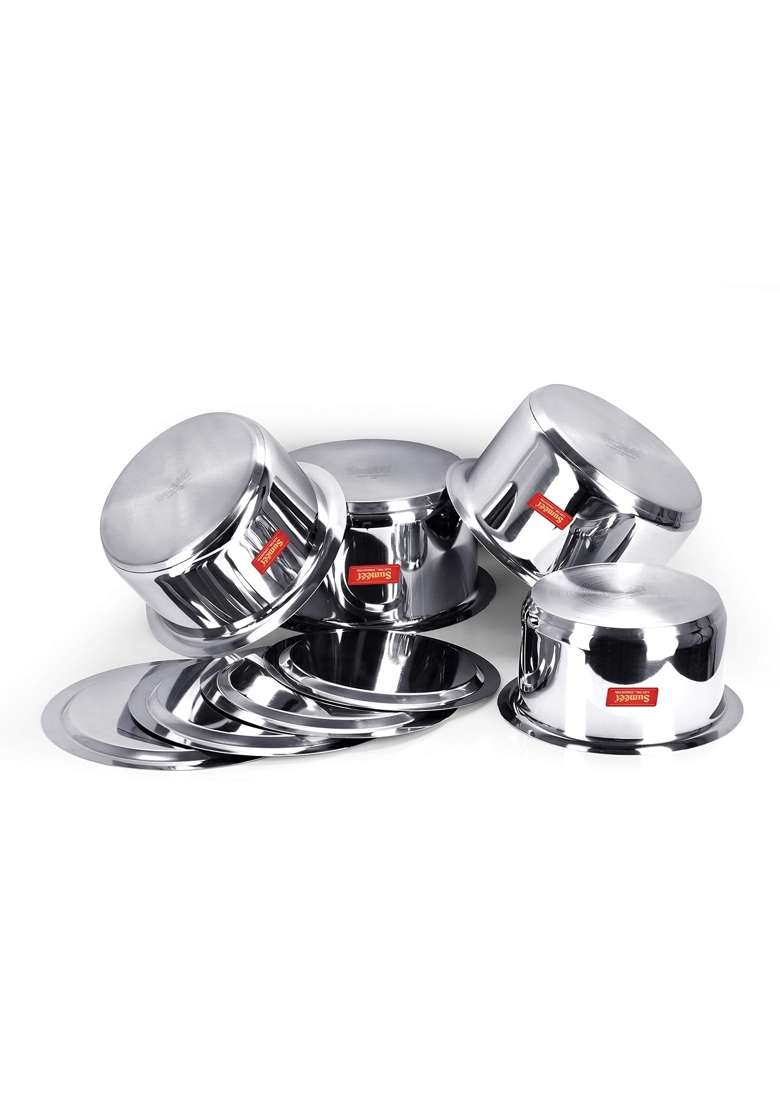 Sumeet Stainless Steel Cookware Set with Lid | 3.5 L | 3.7 Qt | 4-Piece Set - Indya
