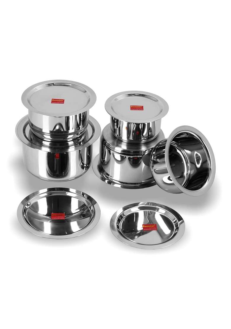 Sumeet Stainless Steel Induction Bottom | 1 L | 1.1 Qt | 5-Piece Set | With Lid - Indya