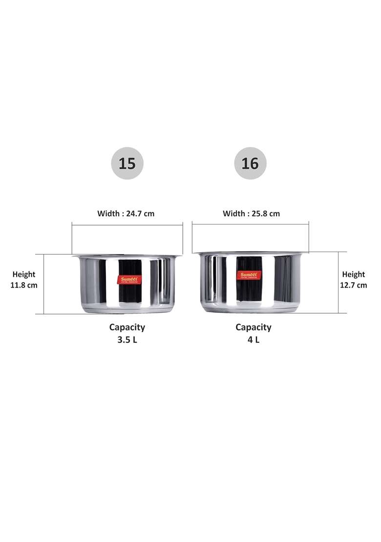 Sumeet Stainless Steel Cookware Set | 3.5 L | 3.7 Qt | 2-Piece Set - Indya