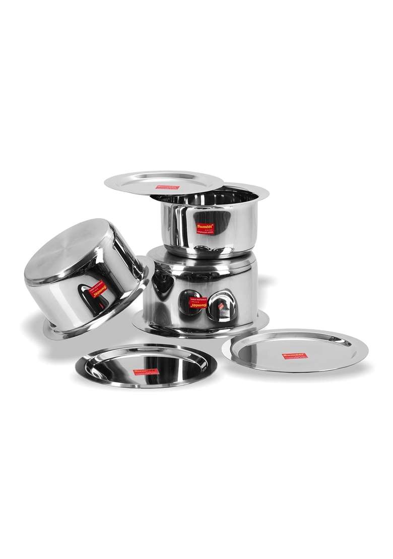 Sumeet Stainless Steel Induction Bottom | 1 L | 1.1 Qt | 3-Piece Set | With Lid - Indya