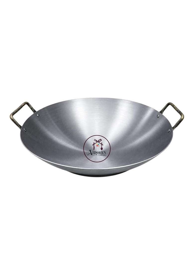 ARSHAN COOKWARE Pure Iron Light Weight Chaumin Kadhai | 45 cm | 17.7 Inch - Indya