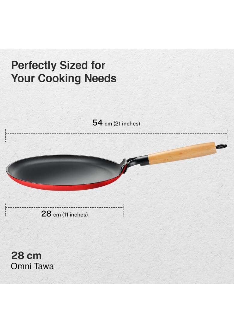 Prestige Castlite Enamel Coated Lightweight Cast Iron Omni Tawa Flat Griddle | 28 cm | 11 Inch | Induction Compatible | Rust Resistant - Indya