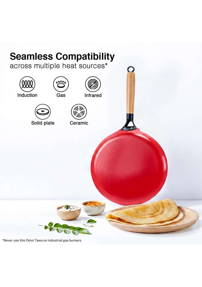 Prestige Castlite Enamel Coated Lightweight Cast Iron Omni Tawa Flat Griddle | 28 cm | 11 Inch | Induction Compatible | Rust Resistant - Indya