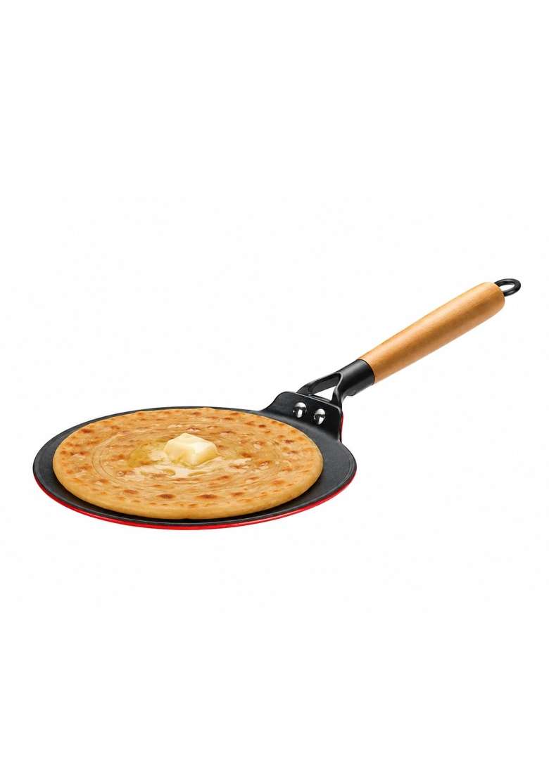 Prestige Castlite Enamel Coated Lightweight Cast Iron Concave Tawa Flat Griddle | 25 cm | 9.8 Inch | Induction Compatible | Rust Resistant - Indya