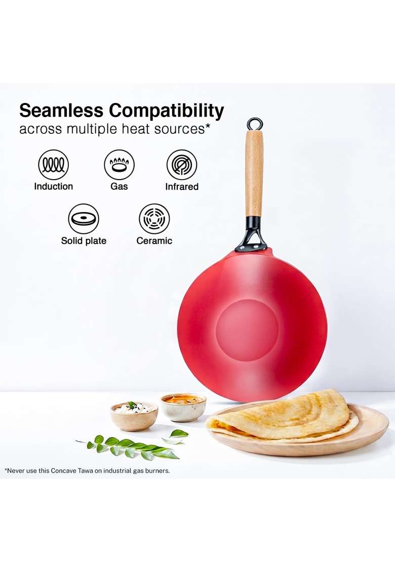 Prestige Castlite Enamel Coated Lightweight Cast Iron Concave Tawa Flat Griddle | 25 cm | 9.8 Inch | Induction Compatible | Rust Resistant - Indya