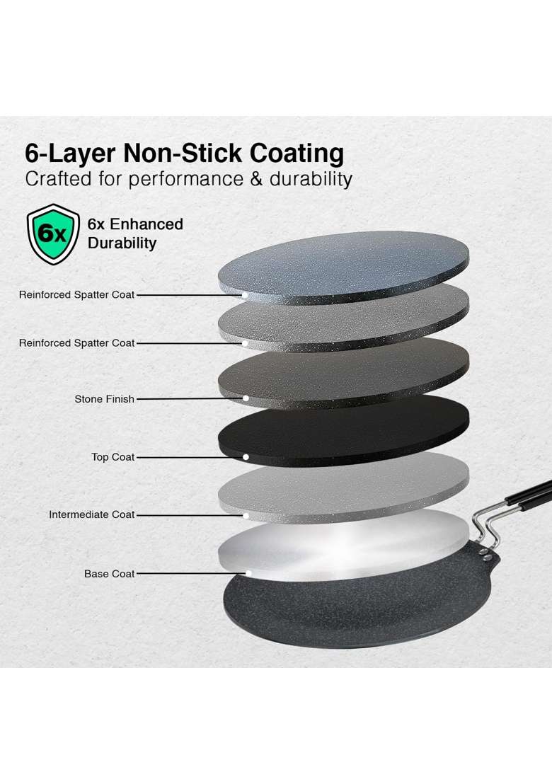 Prestige Durastone Hard Anodised Non-Stick Dosa Tawa Dosa Pan | 30 cm | 11.8 Inch | Induction Compatible - Indya