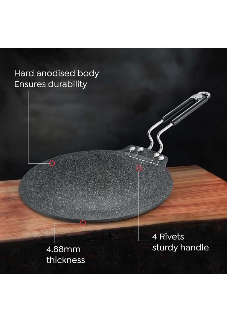 Prestige Durastone Hard Anodised Non-Stick Dosa Tawa Dosa Pan | 33 cm | 13 Inch | Induction Compatible - Indya