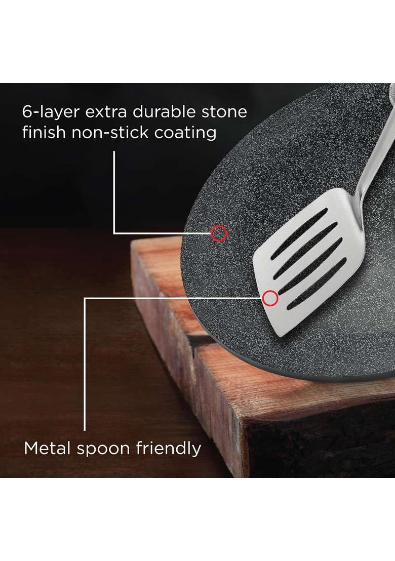 Prestige Durastone Hard Anodised Non-Stick Dosa Tawa Dosa Pan | 33 cm | 13 Inch | Induction Compatible - Indya