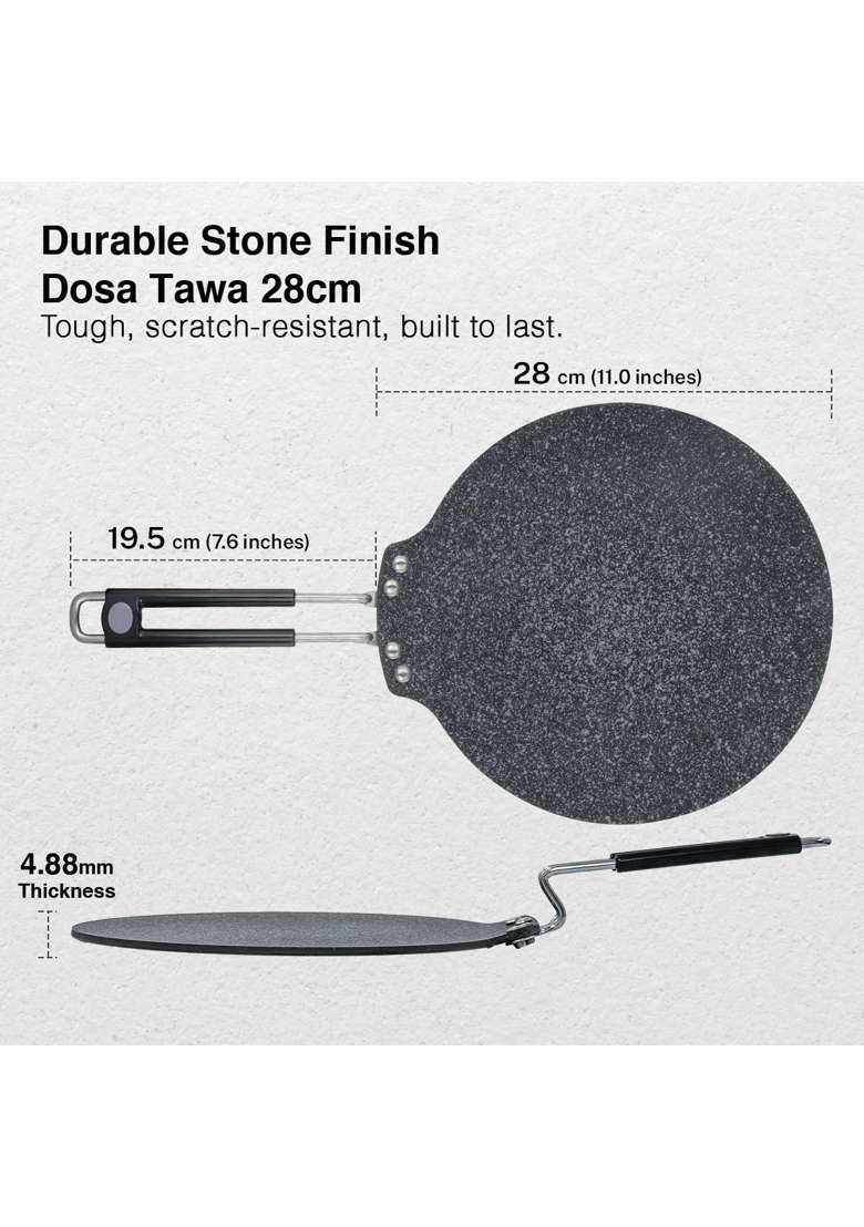Prestige Durastone Hard Anodised Non-Stick Dosa Tawa Dosa Pan | 28 cm | 11 Inch | Induction Compatible - Indya