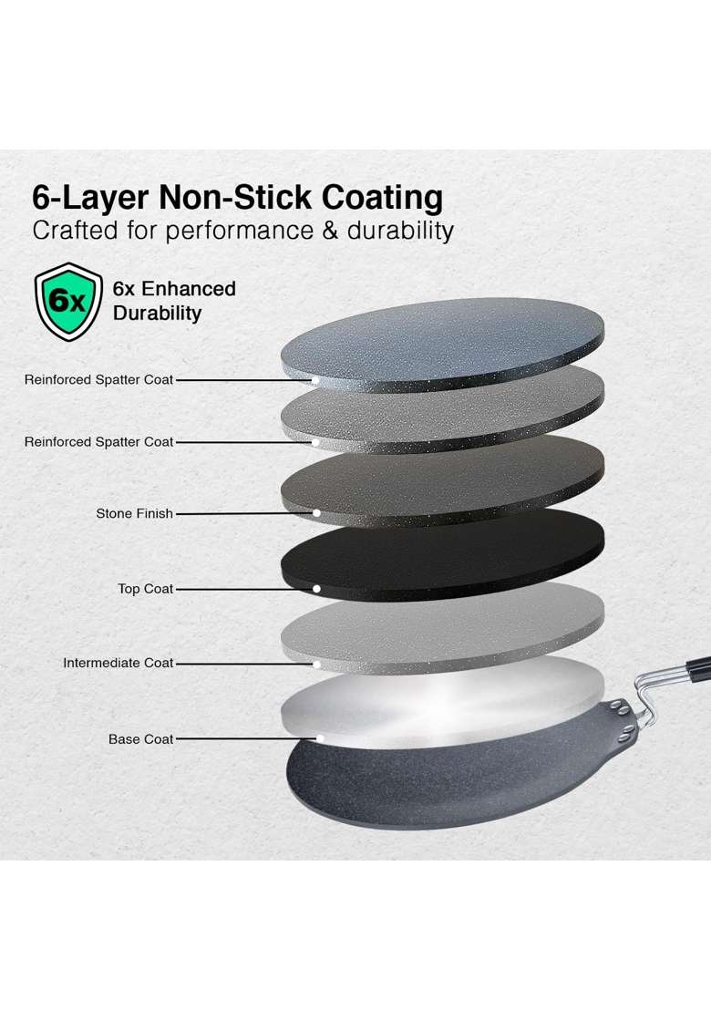 Prestige Durastone Hard Anodised Non-Stick Dosa Tawa Dosa Pan | 28 cm | 11 Inch | Induction Compatible - Indya