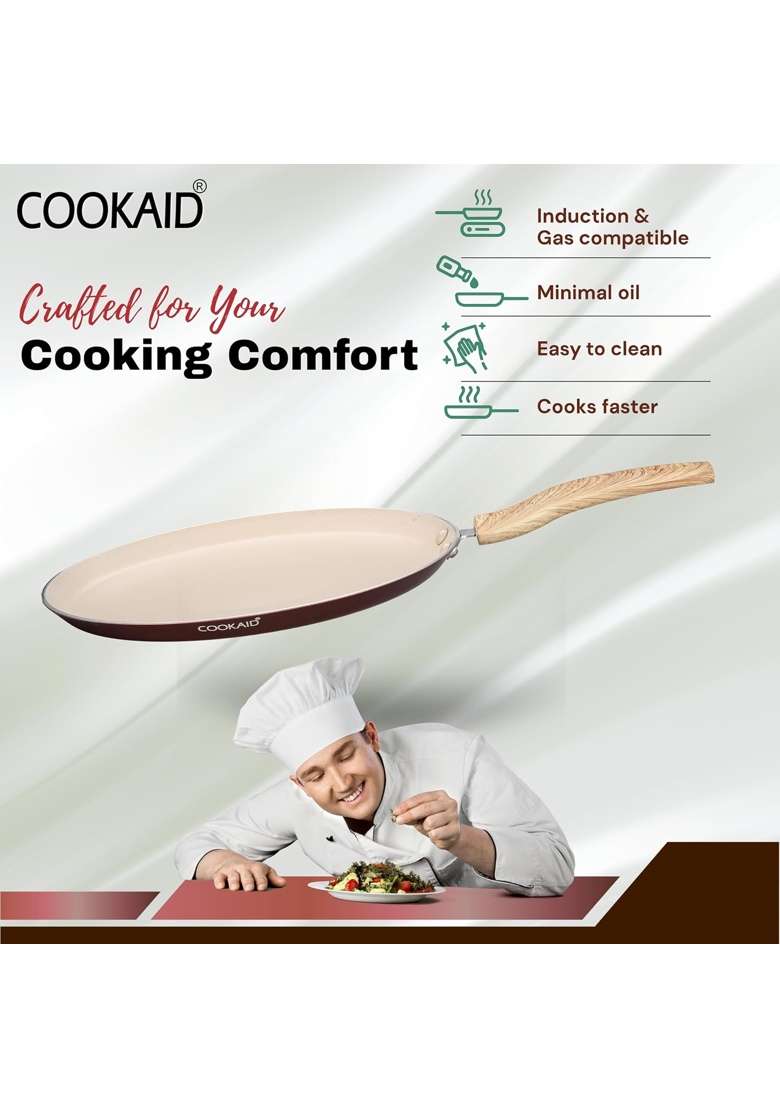 COOKAID Dosa Tawa Dosa Pan Non Stick | 25 cm | 9.8 Inch | Induction Compatible - Indya