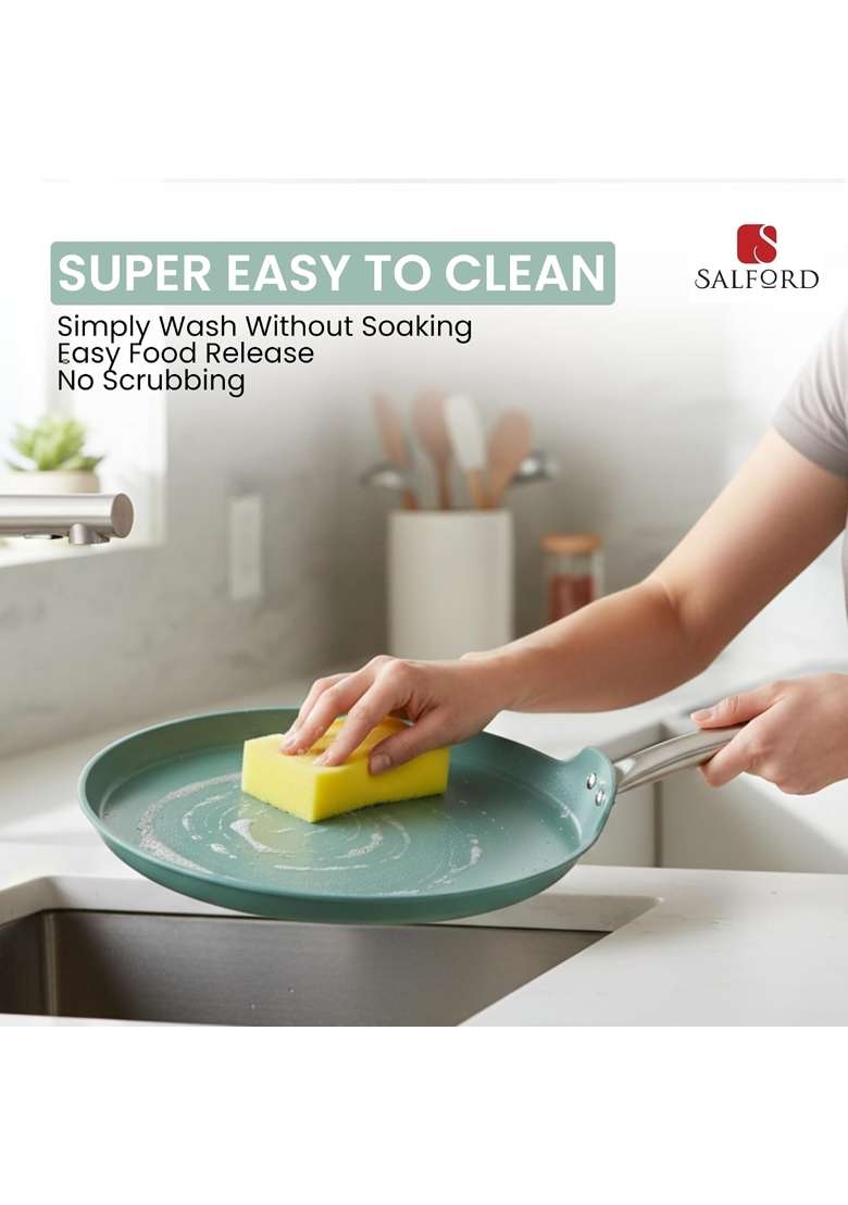 SALFORD Forged Ceramic Non-Stick Tawa Flat Griddle | Induction Compatible - Indya