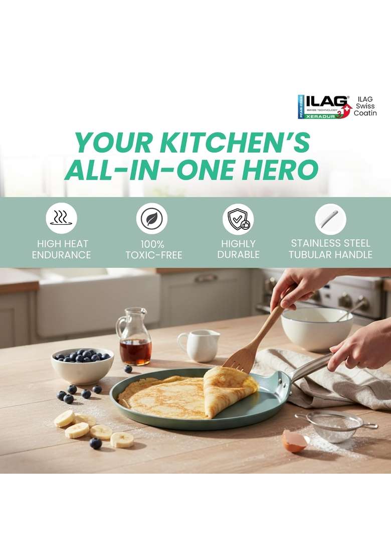 SALFORD Forged Ceramic Non-Stick Tawa Flat Griddle | Induction Compatible - Indya