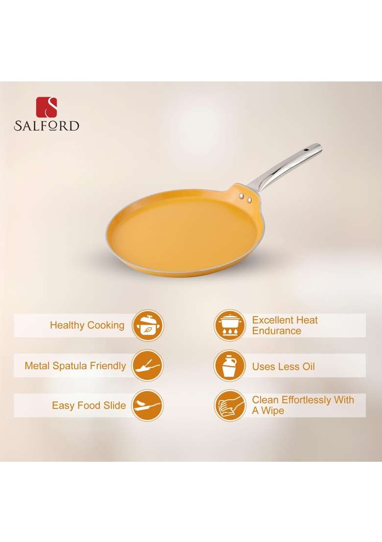 SALFORD Forged Ceramic Non-Stick Tawa Flat Griddle | Induction Compatible - Indya