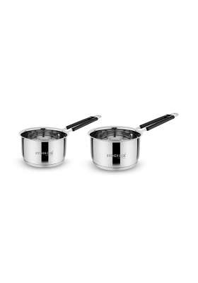 KITCHEN CLUE Stainless Steel Induction Base Saucepan Combo Pcs for Kitchen | 2000 ml | 67.6 fl oz | 2-Piece Set | Tri-Ply