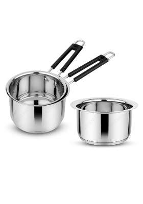 KITCHEN CLUE 304 Grade Stainless Steel Cookware Set for Kitchen | 2000 ml | 67.6 fl oz | Induction Compatible | Tri-Ply