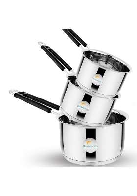 FLIXBLOOM Edge Family Combo Pack Stainless Steel Triply-Bottom Induction and LPG | 1 L | 1.1 Qt | 3-Piece Set