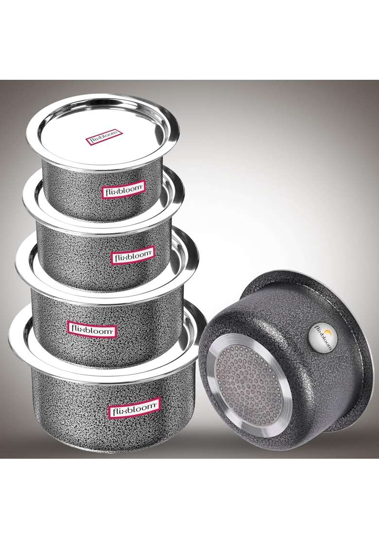 FLIXBLOOM Max Cook Plus Serve Hard Anodised Induction Base | 1 L | 1.1 Qt | With Lid - Indya