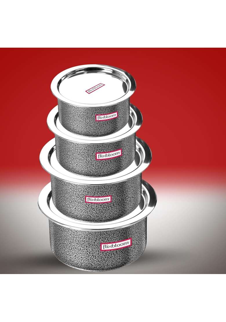 FLIXBLOOM Max Cook Plus Serve with Lids Hard Anodised Induction Base | 2 L | 2.1 Qt | With Lid - Indya