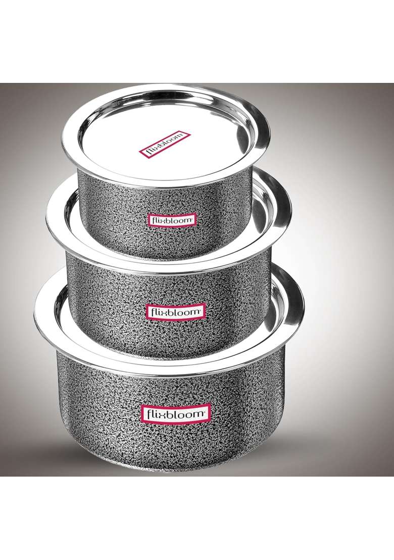 FLIXBLOOM Modern Cook Plus Serve Hard Anodised Induction Base | 1 L | 1.1 Qt | With Lid - Indya