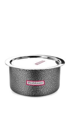 FLIXBLOOM Cosmic Black with Lid Hard Anodised Induction Base and Stove Friendly Cookware | 1 L | 1.1 Qt