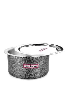 FLIXBLOOM Cosmic Black with Lid Hard Anodised Induction Base and Stove Friendly Cookware | 2 L | 2.1 Qt