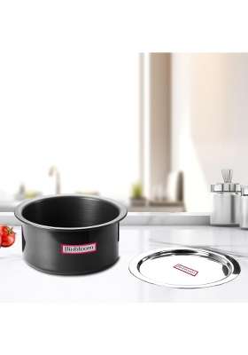 FLIXBLOOM Territorial Black Hard Anodised Induction Base Bottom LPG Gas Stovetop Friendly | 3 L | 3.2 Qt | With Lid