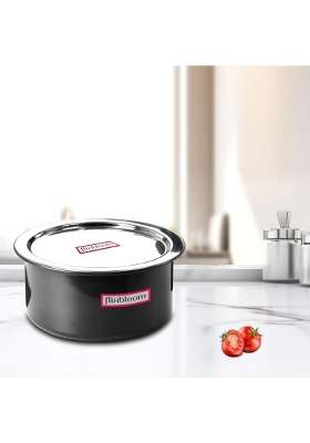 FLIXBLOOM Territorial Black Hard Anodised Induction Base Bottom LPG Gas Stovetop Friendly | 1 L | 1.1 Qt | With Lid