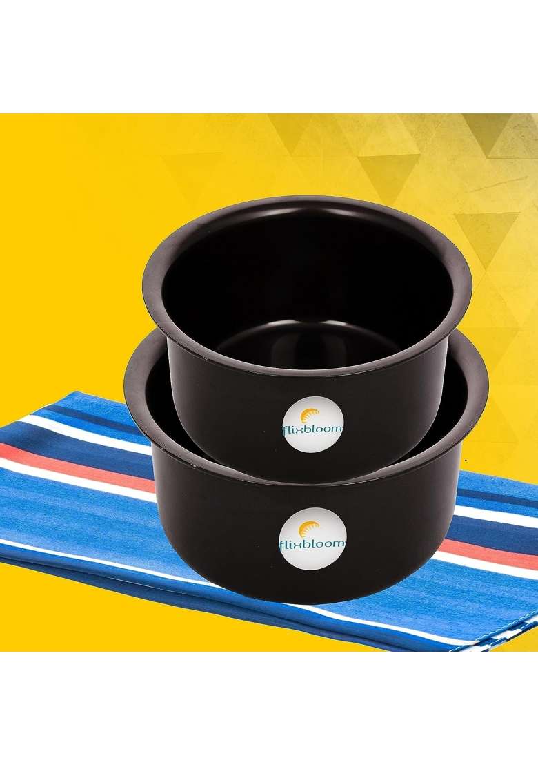 FLIXBLOOM Galactic Black Hard Anodised Thick Combo | 2 L | 2.1 Qt | Induction Compatible - Indya