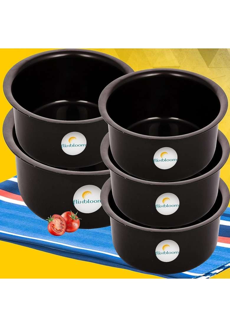 FLIXBLOOM Galactic Black Hard Anodised Thick Combo Pcs | 2 L | 2.1 Qt | Pack of 5 | Induction Compatible - Indya
