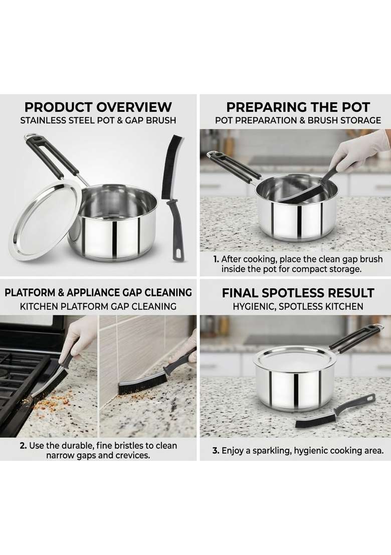 ALWAFLI Steel Sauce Pan Induction and Gas Compatible Tea Pan Milk Boiler Tapeli Cooking Pot Patila | 1 L | 1.1 Qt - Indya
