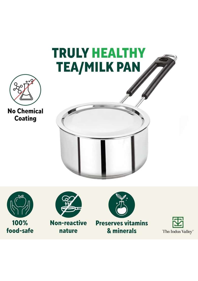 ALWAFLI Steel Sauce Pan Induction and Gas Compatible Tea Pan Milk Boiler Tapeli Cooking Pot Patila | 1 L | 1.1 Qt - Indya