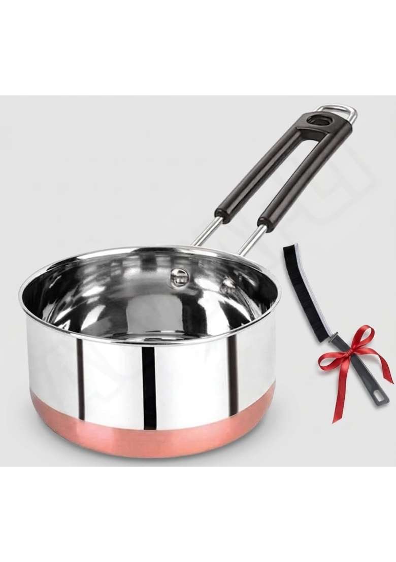 ALWAFLI Steel Sauce Pan Induction and Gas Compatible Tea Pan Milk Boiler Tapeli Cooking Pot Patila | 2 L | 2.1 Qt - Indya