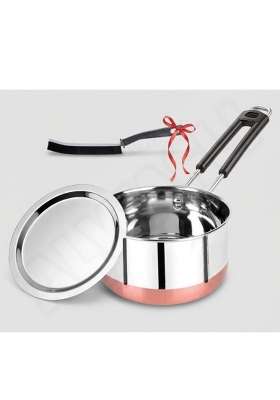 ALWAFLI Steel Sauce Pan Induction and Gas Compatible Tea Pan Milk Boiler Tapeli Cooking Pot Patila | 1.5 L | 1.6 Qt