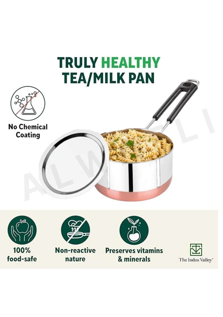 ALWAFLI Steel Sauce Pan Induction and Gas Compatible Tea Pan Milk Boiler Tapeli Cooking Pot Patila | 1.5 L | 1.6 Qt - Indya