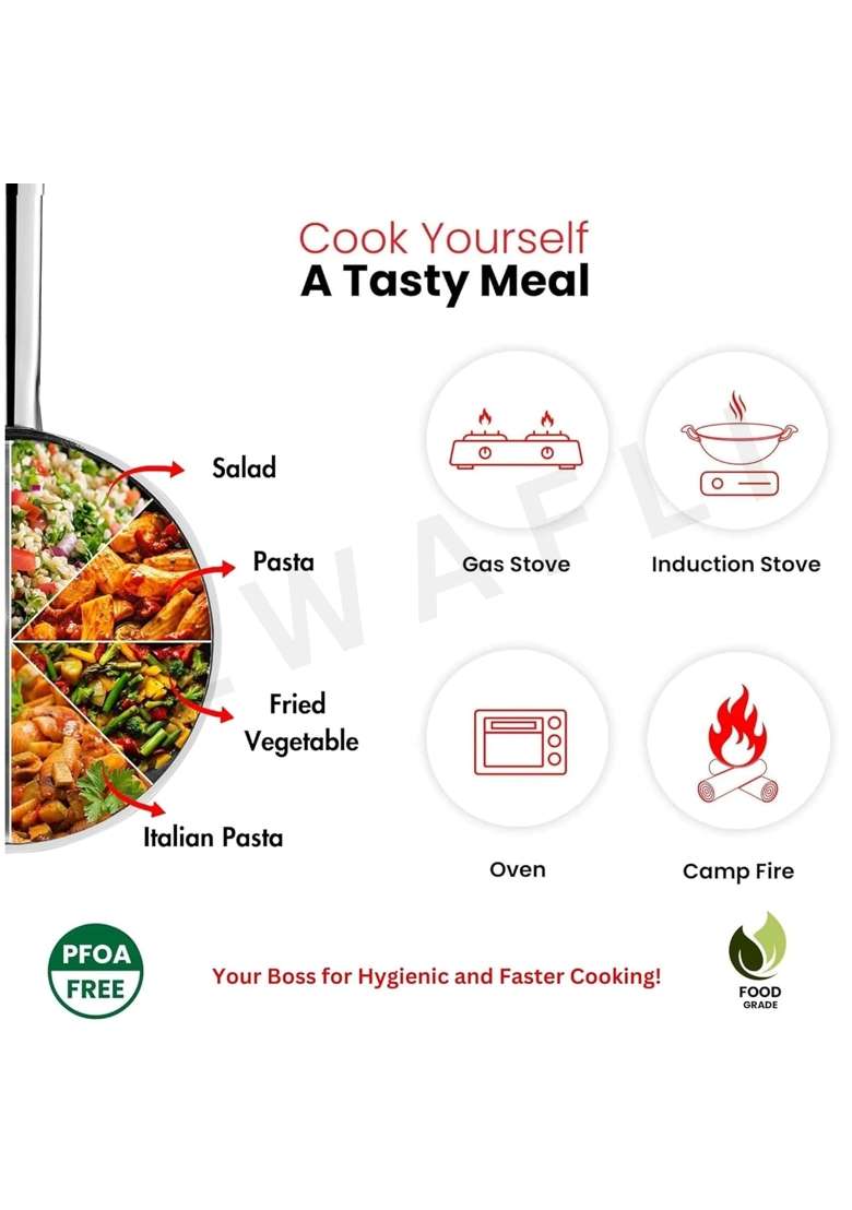 ALWAFLI Steel Sauce Pan Induction and Gas Compatible Tea Pan Milk Boiler Tapeli Cooking Pot Patila | 2 L | 2.1 Qt - Indya