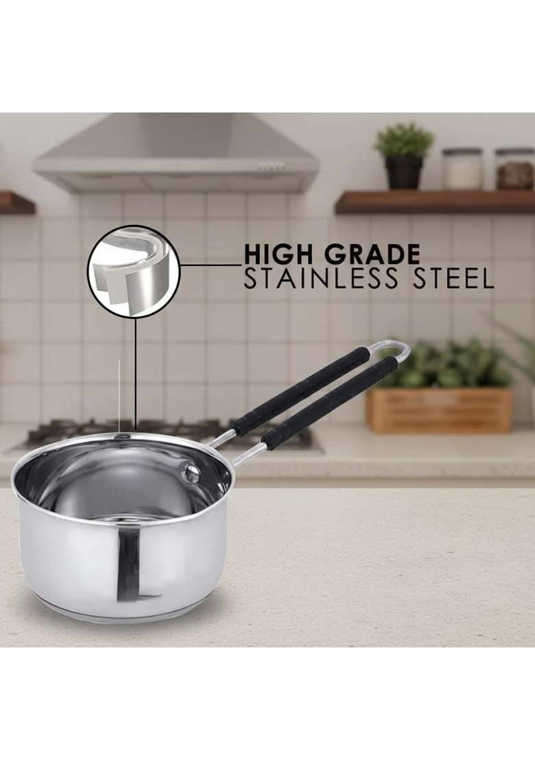 ALWAFLI Steel Sauce Pan Induction and Gas Compatible Tea Pan Milk Boiler Tapeli Cooking Pot Patila | 1 L | 1.1 Qt - Indya