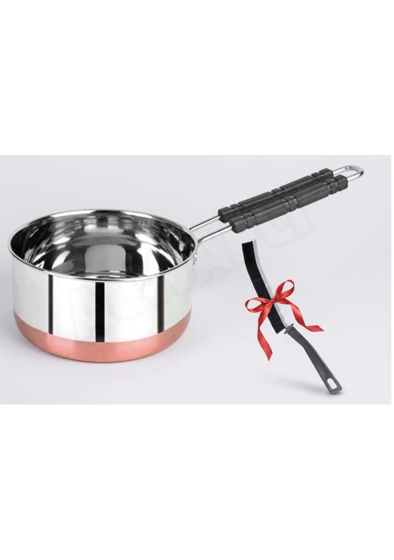 ALWAFLI Steel Sauce Pan Induction and Gas Compatible Tea Pan Milk Boiler Tapeli Cooking Pot Patila | 1.5 L | 1.6 Qt - Indya