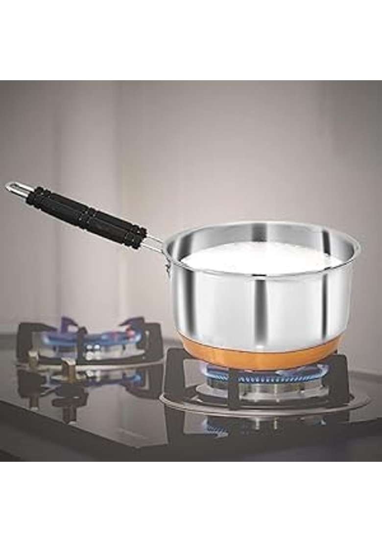 ALWAFLI Steel Sauce Pan Induction and Gas Compatible Tea Pan Milk Boiler Tapeli Cooking Pot Patila | 1.5 L | 1.6 Qt - Indya