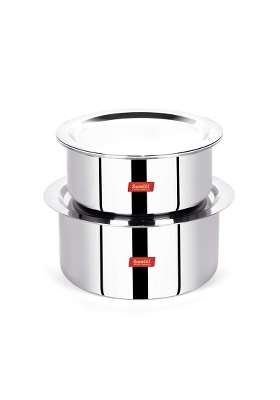 Sumeet Cook Smart Stainless Steel TriPly Steel-Aluminium-Steel | 3 L | 3.2 Qt | 20 cm | 7.9 Inch | 2-Piece Set | With Lid