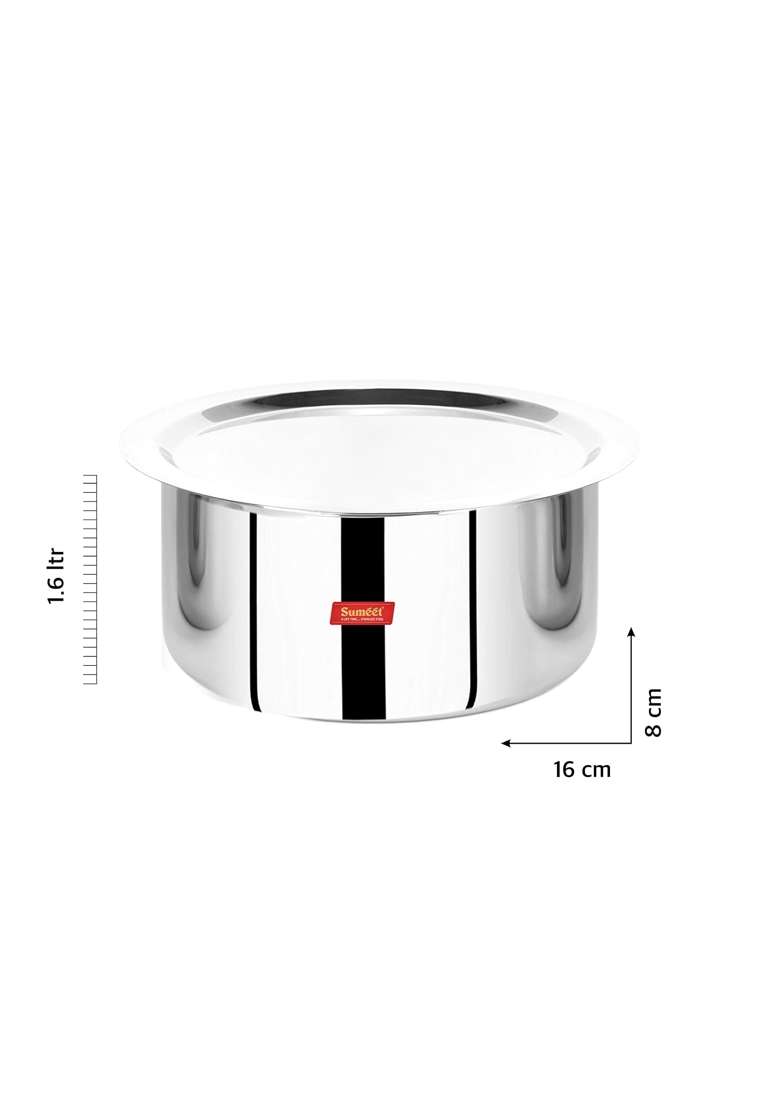 Sumeet Cook Smart Triply Steel-Aluminium-Steel | 1.6 L | 1.7 Qt | 16 cm | 6.3 Inch | With Lid - Indya
