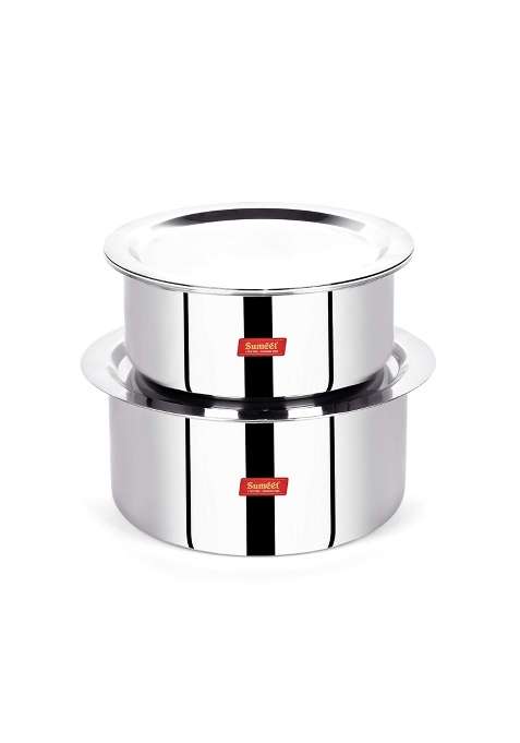 Sumeet Cook Smart Triply Stainless Steel-Aluminium-Steel | 2 L | 2.1 Qt | 18 cm | 7.1 Inch | 2-Piece Set | With Lid