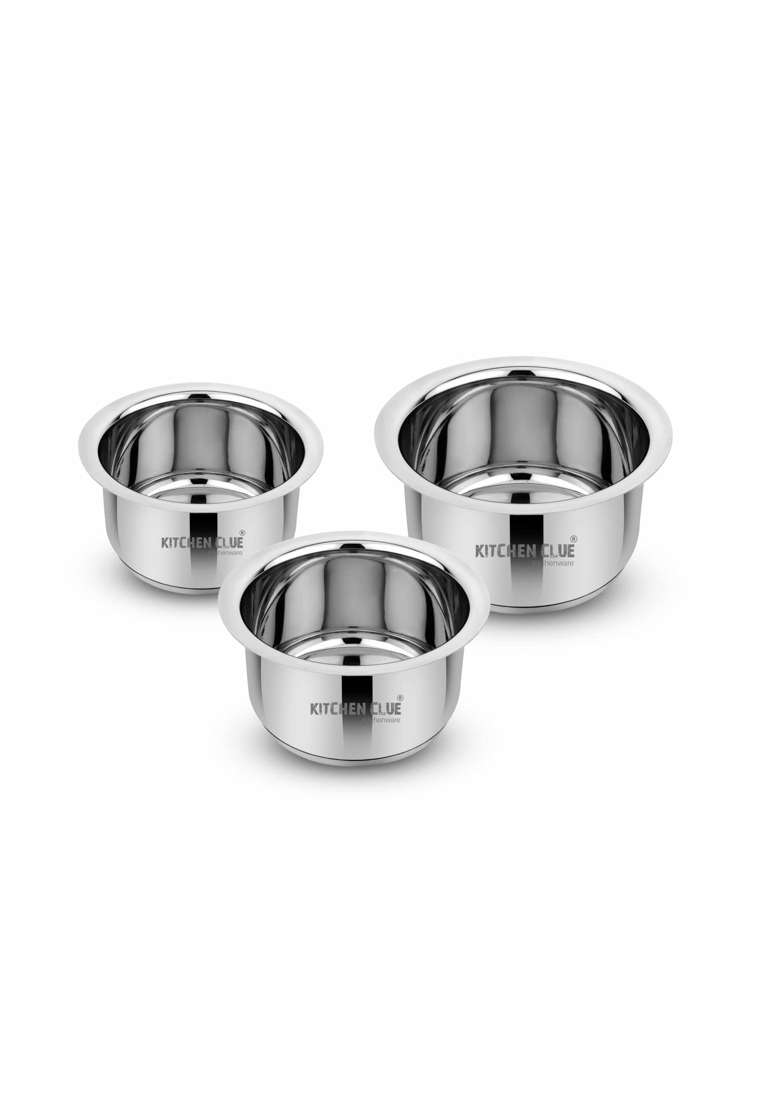 KITCHEN CLUE Stainless Steel Cookware Tope Cooking Pot Set with Thick Sandwich Aluminium Bottom | 2000 ml | 67.6 fl oz | Induction Compatible - Indya