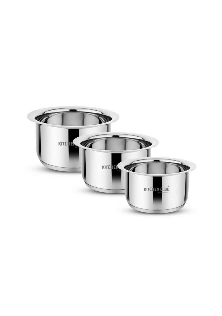 KITCHEN CLUE Stainless Steel Cookware Tope Cooking Pot Set with Thick Sandwich Aluminium Bottom | 2000 ml | 67.6 fl oz | Induction Compatible - Indya