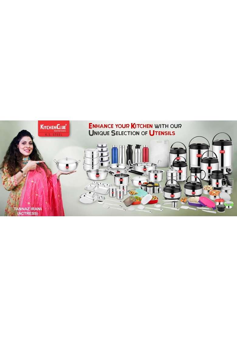 KITCHEN CLUE Tri-ply Stainless Steel Cookware Set | 1600 ml | 54.1 fl oz | Induction Compatible - Indya