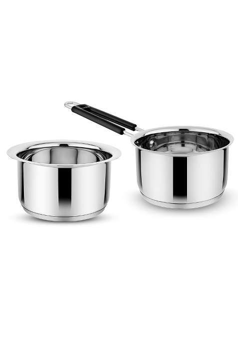 KITCHEN CLUE Stainless Steel Cokkware Set Without Lids | 2000 ml | 67.6 fl oz | Induction Compatible | Tri-Ply
