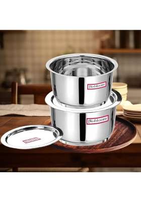FLIXBLOOM Stainless Steel Combo | 3 L | 3.2 Qt | 4-Piece Set | Induction Compatible | Tri-Ply | With Lid