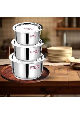 FLIXBLOOM Stainless Steel Combo | 2 L | 2.1 Qt | 6-Piece Set | Induction Compatible | Tri-Ply | With Lid