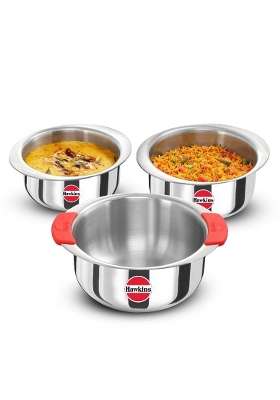 Hawkins Kitchen Pack Set | 1.5 L | 1.6 Qt | 3-Piece Set | Tri-Ply